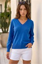 Royal Blue Petite V-Neck Knit Jumper , Image 3 of 4
