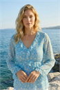 Light Blue  Ditsy Floral Print Frilled Top, Image 3 of 4