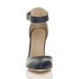 Navy Blue High Heel Ankle Strap Pointed Toe Court Shoes, Image 6 of 6