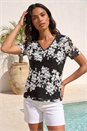 Black Floral Lace V-Neck Top, Image 1 of 4