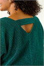 Jade Green Curve Metallic Plisse Banded Top, Image 5 of 5