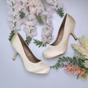 Ivory Mid High Heel Satin Court Shoes, Image 4 of 8