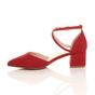Red AJVANI Red Mid Block Heel Crossed Strap Pointed Toe 2 Part Heels, Image 3 of 6