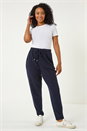 Navy Petite Ribbed Jogger Trouser, Image 1 of 5