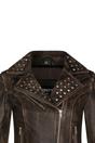 Charcoal Gothic Biker Stud Leather Jacket -Bilbao, Image 3 of 3