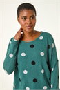 Green Spot Print Snit Top, Image 4 of 5