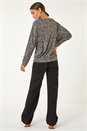 Natural  Animal Print Banded Hem Top, Image 3 of 5