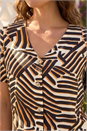 Black Petite Abstract Print V-Neck Blouse , Image 4 of 4