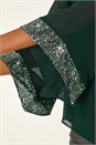 Teal Asymmetric Sequin Cuff Top, Image 5 of 5