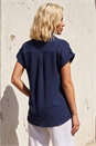 Navy  Petite Pocket Button Up Blouse , Image 3 of 4