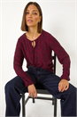 Red Printed Tie Neck Top, Image 1 of 5
