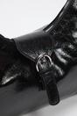 Black Studded Patent Buckle Hobo Shoulder Bag, Image 2 of 5