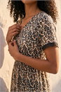 Natural Animal Print Embroidered Stretch Dress, Image 4 of 4