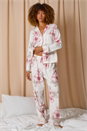 Ivory  Floral Print Revere Pyjama Set, Image 6 of 8