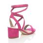 Fuchsia AJVANI Fuchsia Mid Block Heel Tie Up Sandals, Image 4 of 6