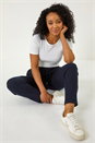 Navy  Petite Ribbed Jogger Trouser, Image 2 of 5