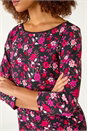 PINK Floral Print Contrast Trim Top, Image 5 of 5