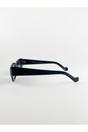 Black SVNX Black Angular Cat-Eye Sunglasses in Black, Image 3 of 7