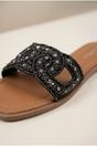 Black Maud Embellished Woven Knot Flat Sliders, Image 3 of 5