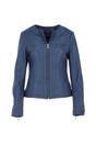 Blue 'Francesca' Collarless Real Leather Fashion Jacket, Image 2 of 5