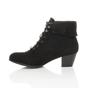 Black AJVANI Black Mid Cuban Heel Pixie Granny Ankle Boots, Image 3 of 7