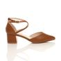 Tan AJVANI Tan Mid Block Heel Crossed Strap Pointed Toe 2 Part Heels, Image 2 of 6