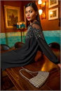 Black Sequin Mesh Neck Sequin Dress, Image 7 of 7