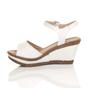 White AJVANI White High Wedge Heels Ankle Strap Cork Sandals, Image 3 of 6