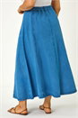 Indigo Curve Cotton Denim Swing Skirt , Image 4 of 5