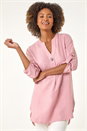 Rose Longline V-Neck Button Tunic Top, Image 1 of 5