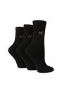 Black 3 Pack Embroidered Cotton Socks, Image 1 of 3