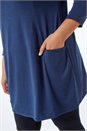 Navy  Curve Pocket Detail Tunic Top, Image 5 of 5