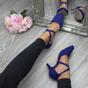 Royal Blue AJVANI Royal Blue Mid Heel Crossed Straps Court Shoes, Image 5 of 6
