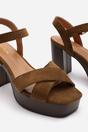 Khaki 'Yvette' Cross Over Platform Sandals, Image 5 of 7