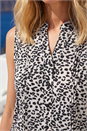 Beige Classic Animal Pintuck Button Front Vest, Image 4 of 4
