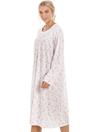 Pink Camille Lingerie Pink Rose Print Long Sleeve Nightdress, Image 3 of 6