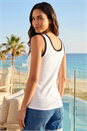 Ivory  Cotton Ric Rac Detail Vest, Image 3 of 4