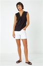 Black Sleeveless Lace Trim Cotton Top, Image 4 of 5