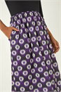 Purple Geo Print Midi Stretch Dress, Image 5 of 5