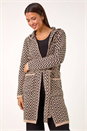 Beige Chevron Knit Cardigan, Image 4 of 8