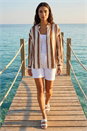 Brown Stripe Print Relaxed Button Shirt, Image 2 of 4