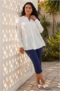 Ivory  Curve Lace Trim Pintuck Blouse, Image 3 of 4