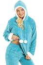 Light Blue Camille Lingerie Light Blue Supersoft Hooded Pyjama Set, Image 2 of 5