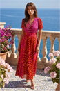 Pink Animal Print Beaded Midi Dress, Image 1 of 4