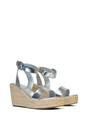 Silver 'Linda' Strappy Platform Woven Wedge Heel Sandals, Image 5 of 5