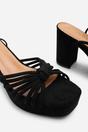 Black 'Delphine' Suede Platform Heels with Twisted Knot Straps, Image 5 of 6