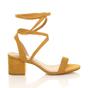 Yellow AJVANI Yellow Mid Block Heel Tie Up Sandals, Image 2 of 6