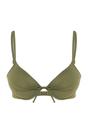Khaki WOVCOR Khaki Bow Detail Padded Balconette Bikini Top, Image 3 of 5