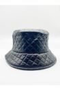 Black Emerald Quilted PU Leather Bucket Hat In Black, Image 1 of 2