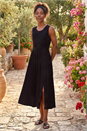 Black Crochet Bodice Midi Dress, Image 1 of 4